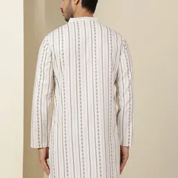 Anouk Rustic Striped Mandarin Collar Cotton Straight Kurta image 5