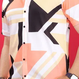 Metronaut Men Standard Regular Fit Spread Collar Abstract Printed Elastane Casual Shirt image 5