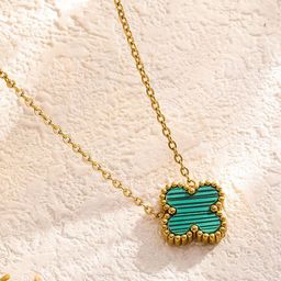DIVASTRI Clover Stainless Steel Gold-Plated Floral Anti-Tarnish Pendants With Chains-picture-4