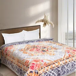 Signature Blue Floral Mild Winter 380 GSM Double Bed Blanket-image-83