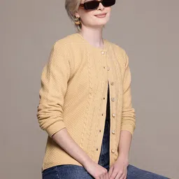 Cayman Cable Knit Woollen Cardigan with Embellished Detail-picture-10