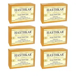 Hasthkar Handmades Set of 6 Kesar Haldi Soaps with Coconut Oil & Glycerin - 100g each-picture-48
