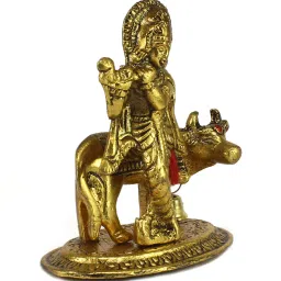 Lord Krishna playing Flute with Golden Cow By eCraftIndia image 4