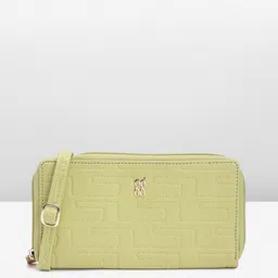 Baggit Women Abstract Textured PU Zip Around Wallet With A Sling Strap-picture-30