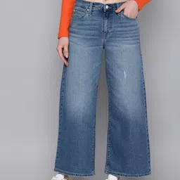 Levis Women 94 Baggy Wide Leg Low Distress Heavy Fade Jeans image 1