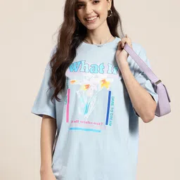 HERE&NOW Printed Drop-Shoulder Sleeves Pure Cotton Oversized T-shirt-picture-25
