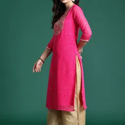 Indo Era Leheriya Printed Indie Printed Georgette Kurta image 3