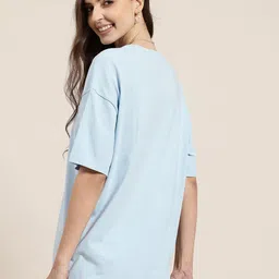 HERE&NOW Printed Drop-Shoulder Sleeves Pure Cotton Oversized T-shirt image 4