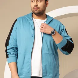 Sztori Plus Size Iron Man Printed & Colourblocked Hooded Zip-Up Sweatshirt image 3