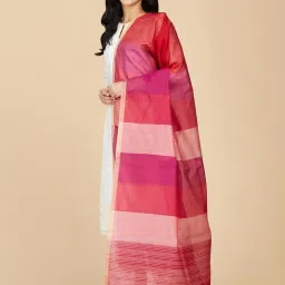 Fabindia Pink & Purple Striped Dupatta image 2