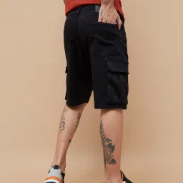 Forca By Lifestyle Black Cotton Regular Fit Cargo Shorts image 2