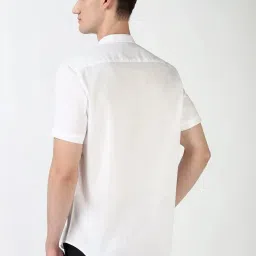 Peter England White Cotton Slim Fit Texture Shirt image 2