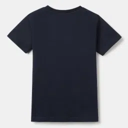 Blue Giraffe Boys Navy Cotton Printed T-Shirt image 2