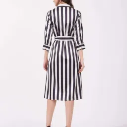 Fablestreet Black & White Striped A-Line Dress image 2