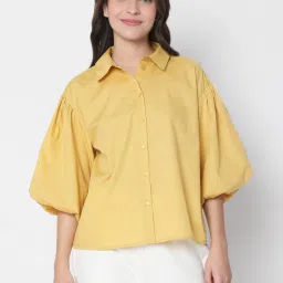Vero Moda Yellow Three-quarters Cotton Shirt image 1