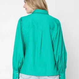 Vero Moda Green Full Sleeves Cotton Shirt image 2