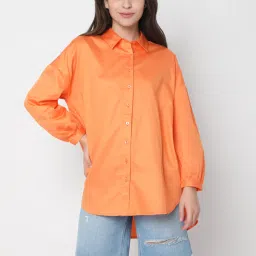Vero Moda Orange Full Sleeves Cotton Shirt image 1