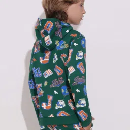 Jack & Jones Junior Boys Forest Biome Printed Full Sleeves Hooded Sweatshirt image 2