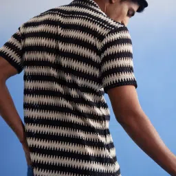 Vastramay Beige & Black Regular Fit Self Pattern Shirt image 2