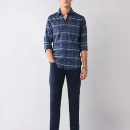 AD by Arvind Navy Blue Cotton Checks Shirt image 5