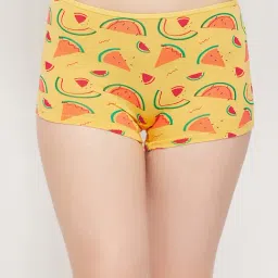 Clovia Yellow Printed Cotton Boy Shorts-image-26