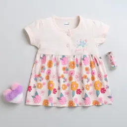 Bumzee Kids Light Pink Floral Print Frock-picture-17