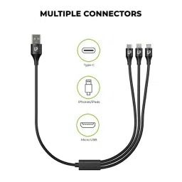 Ultraprolink UL1099 TrioLink Mini 18W 3 in 1 Fast Charging Cable 0.5m (Black) image 4