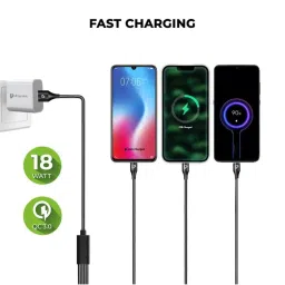 Ultraprolink UL1099 TrioLink Mini 18W 3 in 1 Fast Charging Cable 0.5m (Black) image 2