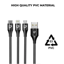 Ultraprolink UL1099 TrioLink Mini 18W 3 in 1 Fast Charging Cable 0.5m (Black) image 5