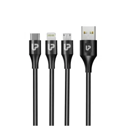 Ultraprolink UL1099 TrioLink Mini 18W 3 in 1 Fast Charging Cable 0.5m (Black) image 1