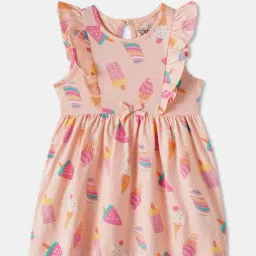 R&B Kids Peach Printed Regular Fit Dress-picture-13