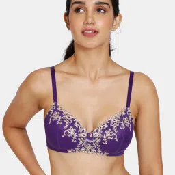 Zivame Purple Floral Half Coverage Balconette Bra image 1