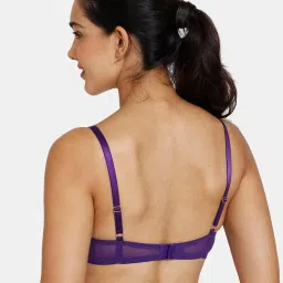 Zivame Purple Floral Half Coverage Balconette Bra image 2