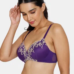 Zivame Purple Floral Half Coverage Balconette Bra image 3