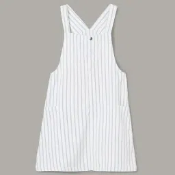 Fame Forever by Lifestyle Kids White & Blue Cotton Striped Dungaree-picture-14