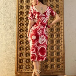Mabish By Sonal Jain Maroon Printed Bodycon Dress image 2