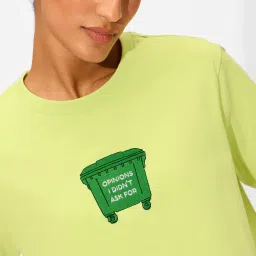 The Souled Store Lime Green Loose Print T-Shirt image 2
