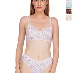 Liigne Women Pack Of 4 Everyday Pure Cotton Lightly Padded Bra & Panty Lingerie Set-picture-41