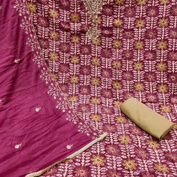 SAINOOR Floral Printed Semi-Stitched Dress Material image 3