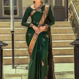 Anjaneya Sarees Green Silk Woven Saree With Unstitched Blouse-picture-22