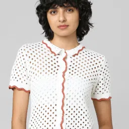 Only White Cotton Self Design Shirt image 1