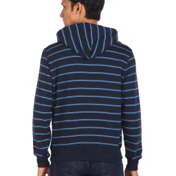 U.S. Polo Assn. Navy Cotton Regular Fit Striped Hooded Sweatshirt image 2