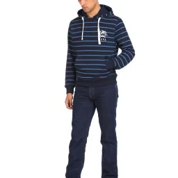 U.S. Polo Assn. Navy Cotton Regular Fit Striped Hooded Sweatshirt image 4
