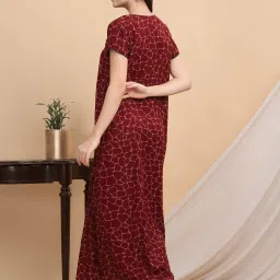 Sweet Dreams Maroon Cotton Printed Nighty image 2