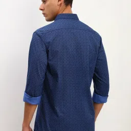 Allen Solly Navy Cotton Slim Fit Printed Shirt image 2