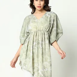 showoffff SHOWOFF Green Printed Assymetric Dress image 2