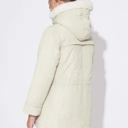 VERO MODA GIRL Kids Bright White Solid Full Sleeves Parka Jacket image 2
