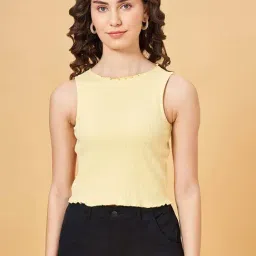 People by Pantaloons Yellow Striped Top-picture-24