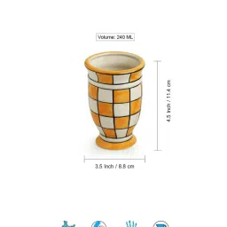 ExclusiveLane 'Shatranj Check' Hand-painted Bathroom Accessory Set In Ceramic image 4