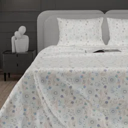 Stoa Paris Elegance White Polyester 300 TC Sateen Super King Size Bed Sheet With 2 Pillow Covers image 2